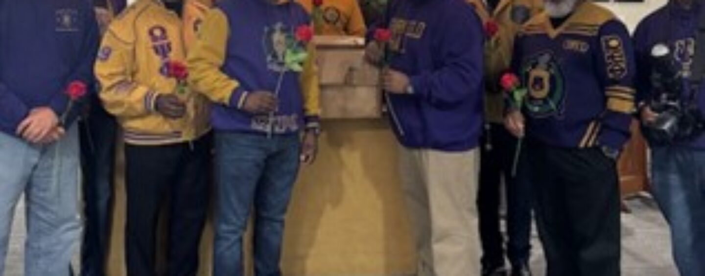 Omegas Play “Que-Pid” Handing  Out Roses at Senior Center