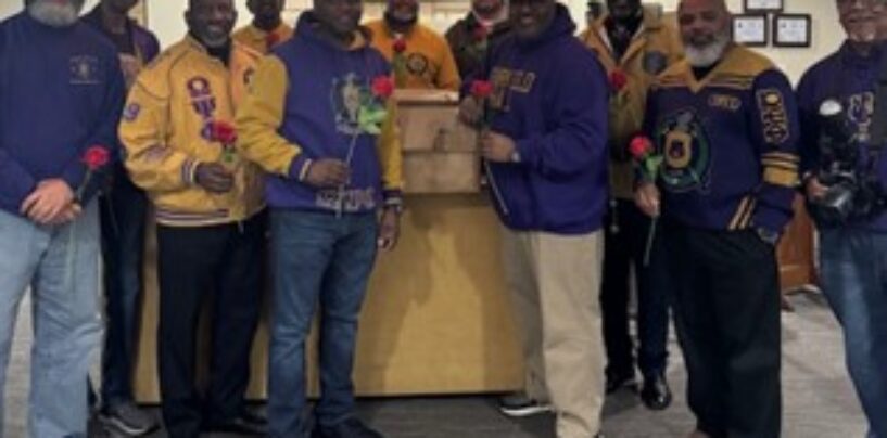 Omegas Play “Que-Pid” Handing  Out Roses at Senior Center
